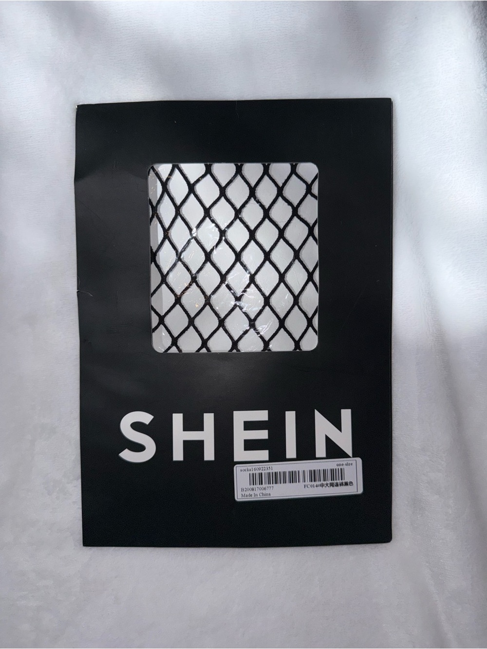 SHEIN Black Fishnet Stockings Packaging